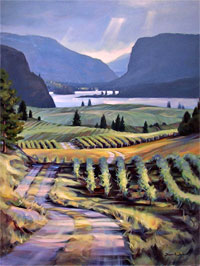 Overlooking Vaseaux Lake, Okanagan, British Columbia - acrylic painting on canvas by Shawn Jackson