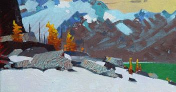 An Aspect Above Lake McArthur (2014) 
11 x 14 inches, acrylic on canvas
by Robert Genn (1936-2014)