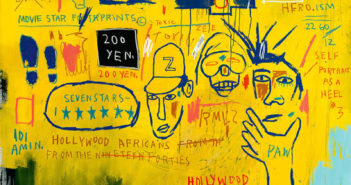 Hollywood Africans (1983)
Acrylic and oil stick on canvas
84 1/16 x 84 inches
by Jean-Michel Basquiat (1960-1988)
