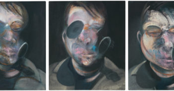 Francis Bacon: Three Studies for Self-Portrait, 1976; oil on canvas, in three parts, each 14 x 12 inches