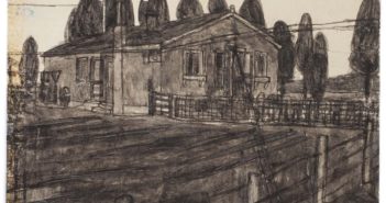 Drawing of Eugene Street (n.d.)
soot and saliva on found paper
by James Castle