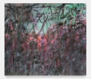 Conjured Parts (eye), Ferguson, 2016 ink and acrylic on canvas 84 x 96 inches By Julie Mehretu (b. 1970) 