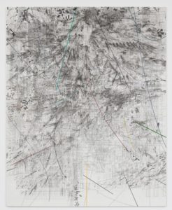 Mogamma (A Painting in Four Parts): Part 2, 2012 ink and acrylic on canvas 180 x 144 inches by Julie Mehretu