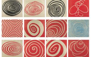 Spirals, 2005 Suite of 12 woodcuts on smooth, thin, handmade Echizen Shikibu Gampi paper 36.6 × 42.2 cm by Louise Bourgeois