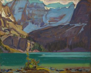 Lake O'Hara, Rockies, 1926 oil on wood-pulp board 21.5 X 26.6 cm by J.E.H. MacDonald