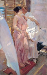 The Pink Robe, 1916 oil on canvas 208 x 126.5 cm by Joaquin Sorolla 