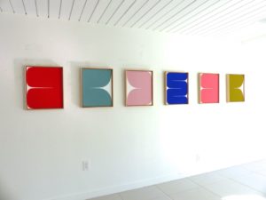 New Alphabet, 2020 acrylic on canvas 21.5 x 17.5 inches each by Sara Genn