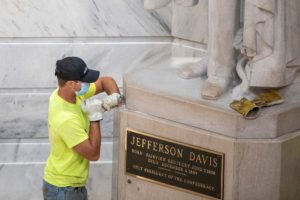 Statue of Jefferson Davis, Frankfort, Kentucky, 1936 Tennessee marble by Frederick Hibbard (1881-1950) Permanently removed from the Kentucky State Capitol Rotunda on June 12, 2020. Ryan C. Hermens photo.