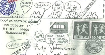 Envelope for mail art, February 3, 1980
sent to Ray Johnson