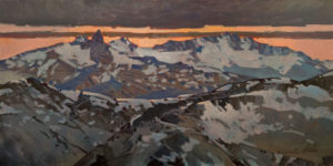 Black Tusk from Blackcomb Top, 1998 Acrylic on canvas 20 x 40 inches by Robert Genn (1936-2014)