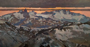 Black Tusk from Blackcomb Top, 1998
Acrylic on canvas
20 x 40 inches
by Robert Genn (1936-2014)