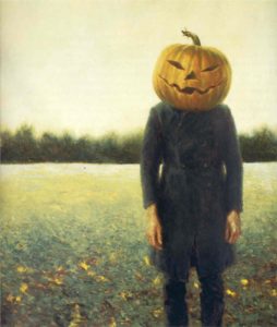 Pumpkinhead - Self-Portrait, 1972 Oil on canvas 30 x 30 inches by Jamie Wyeth 