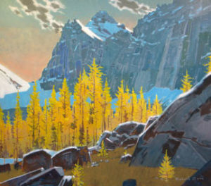 Larches from Opabin Prospect, Yoho Park, B.C., 2008 acrylic on canvas 30 x 34 inches by Robert Genn (1936 - 2014) 