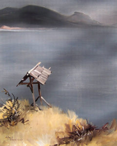 Wooden Marker, (n.d.) Oil on board 24 x 20 inches by Egbert Oudendag