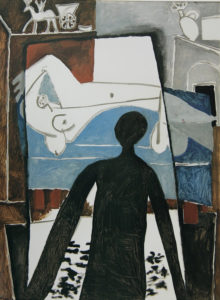 The Shadow, 1953 Oil and charcoal  51 x 38 inches The departure of a lovely woman, a child’s toy, sadness by Pablo Picasso (1881-1973)