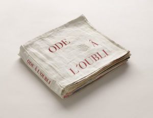 Ode à l’oubli, 2002 Fabric illustrated book with 35 compositions: 32 fabric collages, 2 with ink additions, and 3 lithographs (including cover) page (each approx.): 11 3/4 x 13 inches; overall: 11 x 12 3/16 x 1 ¾ inches by Louise Bourgeois
