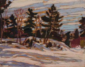 Winter, Algoma / Wood Interior (verso), 1920 Double-sided oil on board 8.3 x 10.5 inches by A.Y. Jackson