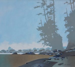 Sea Stack Pattern - Dare Beach on the West Coast Trail, 1996 30 x 34 inches Acrylic on canvas by Robert Genn (1936-2014) 