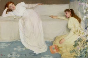 Symphony in White No. 3, 1865-1867 Oil on canvas 20.1 x 30.2 inches by James McNeill Whistler. The model is Joanna Hiffernan, the artist's mistress. 