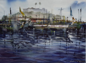 Elmina Ripples, 2020 Watercolor on paper 22 × 29 9/10 inches by Jonathan Kwegyir Aggrey