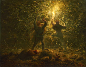 Hunting BIrds at Night, 1874 Oil on canvas 29.1 x 36.6 inches by Jean-François Millet