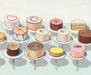 Cakes, 1963 Oil on canvas 60 x 72 inches by Wayne Thiebaud (1920 - 2021)