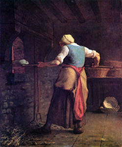 A Woman Baking Bread, 1854 Oil on canvas 21.6 x 18.1 inches by Jean-François Millet 