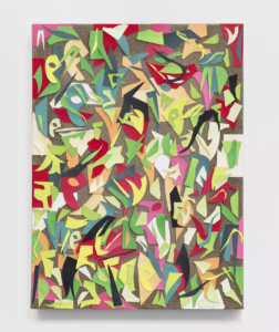 Jungle de estrellas (Star jungle) 14, 2020 Collage. Painted cardboard cutouts glued on linen 15 7/10 × 11 4/5 inches by Carlos Amorales
