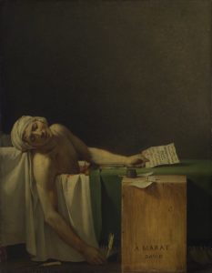 The Death of Marat, 1793 Oil on canvas 165 x 128 cm by Jacques-Louis David