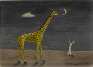Giraffe , 1954 Oil on masonite 12.1 x 16.5 inches by Gertrude Abercrombie