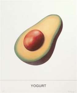  Yogurt (from Emoji series), 2018 Screenprint in colors on Arches 88 paper Edition of 50 33.25 x 28 inches by John Baldessari (1931 – 2020)