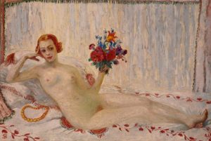 A Model (Nude Self-Portrait), 1915 - 1916 Oil on canvas 48.2 - 68.2 inches by Florine Stettheimer (1871 - 1944) 