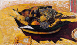 Fruit Bowl on a Table, circa 1934 Oil on canvas 16.1 x 25.7 inches by Pierre Bonnard