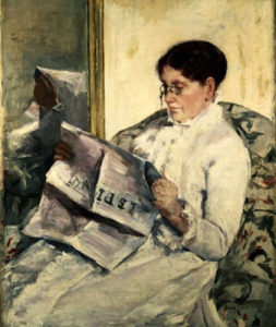 Reading “Le Figaro” (Portrait of the artist's mother), 1878 Oil on canvas 104 x 83.7 cm  by Mary Cassatt