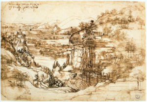 Arno Valley Landscape, 1473 Drawing 19 x 28.5 cm by Leonard da Vinci (1452 - 1519)