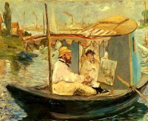 Monet Painting in His Floating Studio, 1874 Oil painting by Édouard Manet (1832 - 1883)
