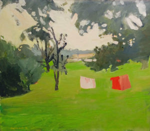 Clothesline, 1958 Oil on canvas 35 1/2 × 41 1/2 inches by Fairfield Porter