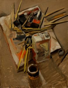 Painting Materials, ca. 1949 Oil on canvas 32⅛ x 25⅛ inches by Fairfield Porter
