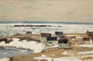 Spring, Point St. Peters, Gaspé Coast, 1961 Oil on board 16 x 24 inches by Lorne Bouchard, RCA (1913 - 1978)