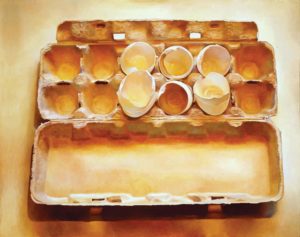 Eggs in an Egg Crate, 1975 Oil on Masonite 50.8 x 61 cm by Mary Pratt (1935-2018)